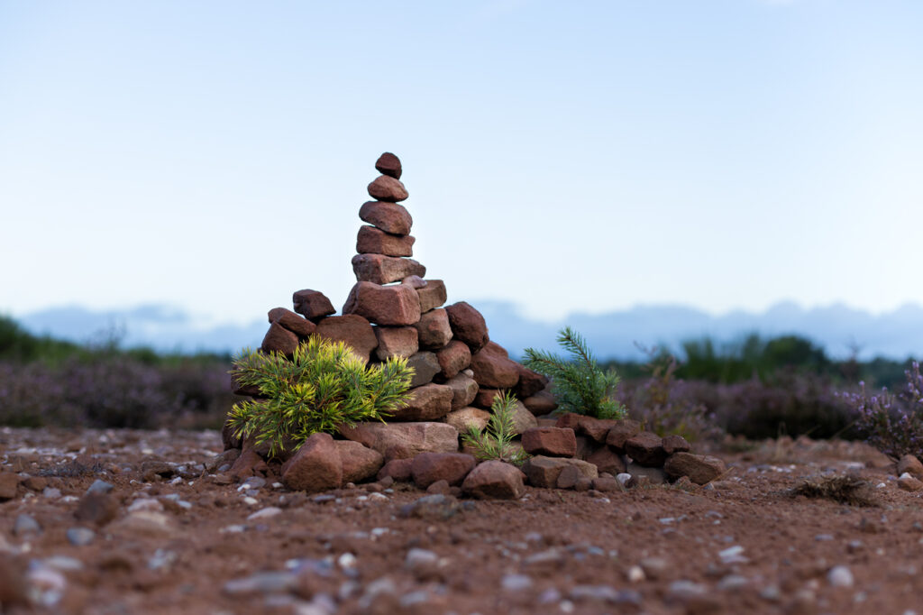 Steinturm in Mehlinger Heide mit Unschärfe