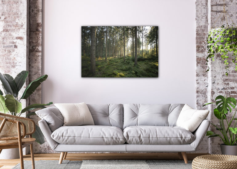 Wohnzimmer Muster mit Wald-Wandbild
