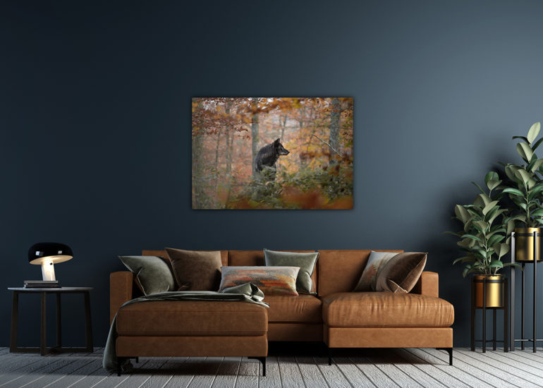 Wohnzimmer Muster mit Wald-Wandbild