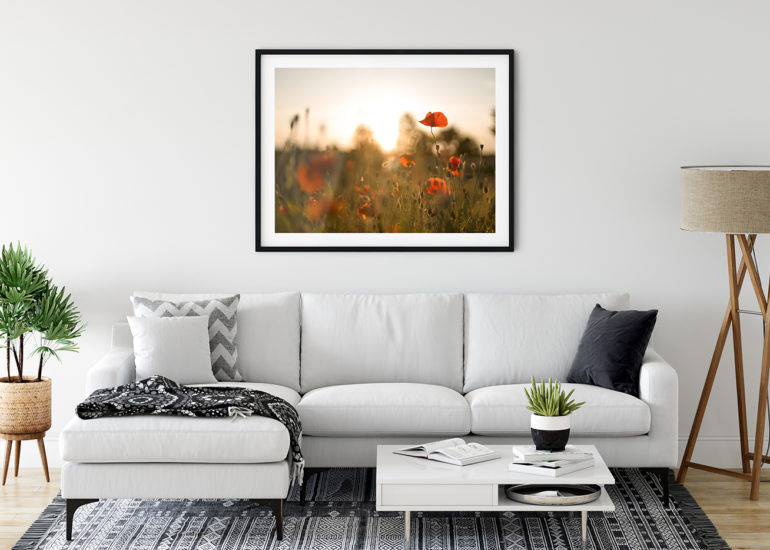Wohnzimmer Muster mit Mohnblumen-Wandbild